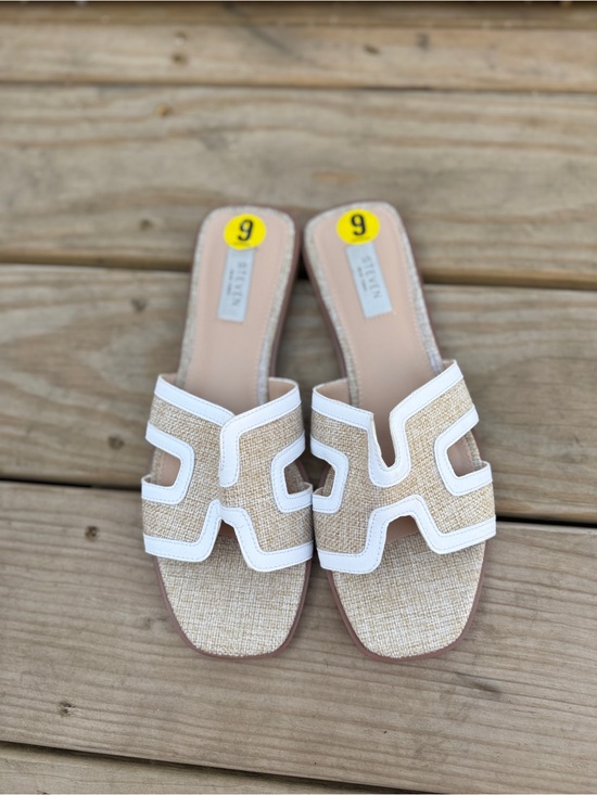 Steve Madden Shoes - Steve Madden Beige and White Woven Slide Mules - Women’s